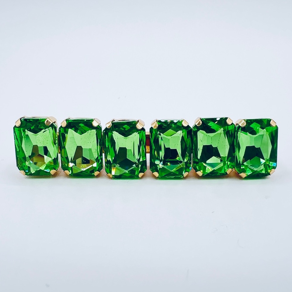Six Rhinestone Alligator Hair Clip Green New
